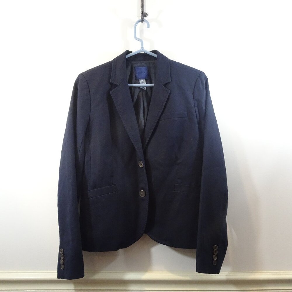 J. Crew 100% Cotton Navy Blazer size 12 Career Wear Work Office Lined